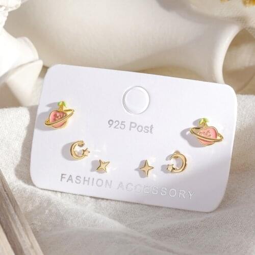 Fantastic Universe Moon Star Earrings Set For Women Girls Small 6-Piece Earrings Set Gift Party Jewelry Wholesale S-E1225