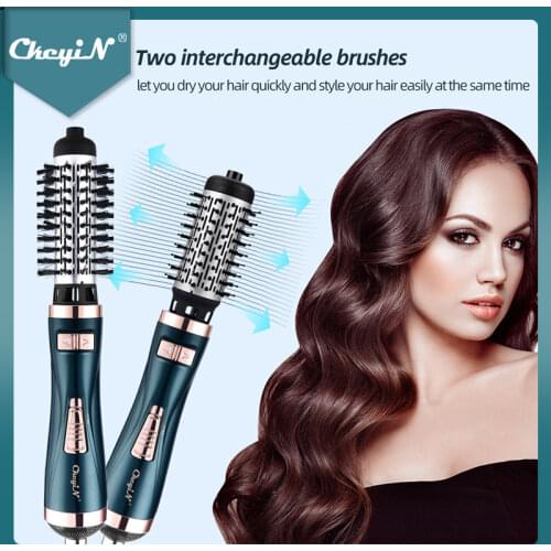 CkeyiN Hair Dryer Brush 2 In 1 Hot Air Spin Brush Curling Straightening Styling Auto-Rotating Ionic Round Blow Dryer Volumizer