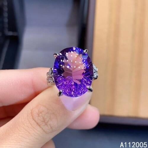 KJJEAXCMY fine jewelry 925 sterling silver inlaid Amethyst gemstone new Female adjustable ring popular hot selling
