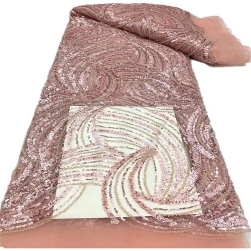 SJ Lace Nigerian Sequins Beaded Lace Fabrics 2021 High Quality Lace African Net Lace Fabric Wedding French Tulle Lace xx5-98