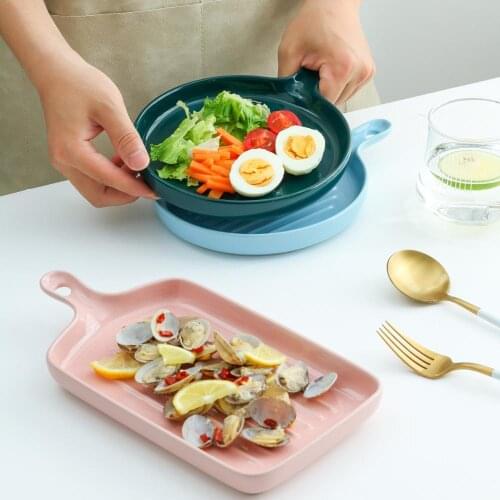 Nordic Color Kitchen Tableware Ceramic Creative European Simple Household Salad Steak Spaghetti Dish Backing Tray