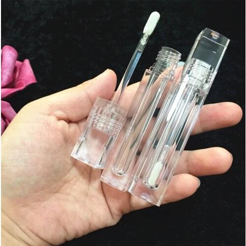 Square Clear Lip Gloss Tube Packaging 5 ML Lipstic Empty 10/25/50 Pieces Transparent Clear Lip Gloss Tube With Wand Containers