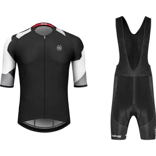 Kapvoe Summer Men Cycling Jersey Short-sleeved Sports Set Breathable 20D Gel Pad Bike Maillot Cycling Bib Short Riding Equipment