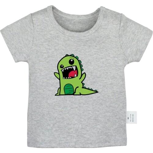 Cute T-Rex Dinosaur Fashion Popular SAINT Design Newborn Baby T-shirts Toddler Graphic Solid Color Short Sleeve Tee Tops