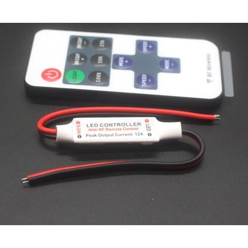 Mini DC12V Led Controller Dimmer 12A Wireless RF Remote to Control Single Color Strip Lighting 3528 5050 led strip