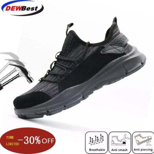 Mens Steel Toe Work Safety Shoes Construction Protective Footwear For Men Light Breathable Anti-smashing Boots Casual Sneakers