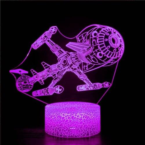 3D Moon Night Light Starry Sky Spaceship Rocket Night Light USB Rechargeable Bedside Space Lovers Light Christmas Couple Gift