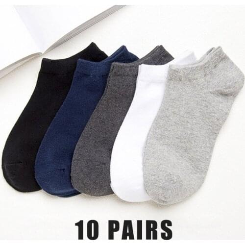 10 Pairs/Pack Man Cotton Socks Pure Men Ankle Socks Black White Gray Summer Short Boat Socks Shallow Mouth Male Wholesale Price