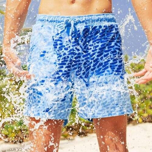 2021 New Mens Swimwear Magical Color Change Swimming Short Trunks With Pockets Swimwear Shorts Quick Dry Bathing Beach Pants