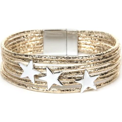 ORNPAEADIA New Jewelry Hot Sell Bohemia Multi-layer bracelet Fashion mix color star Bright leather Fine Bangles for women Gift