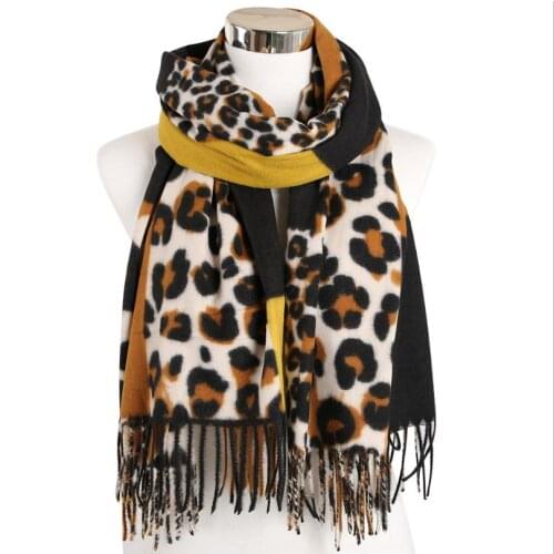 Winter Wool wraps Leopard Femme Women Winter Blanket Scarf Warm Soft Cashmere Thicken Long Ladies Tassel Scarves Poncho Foulard