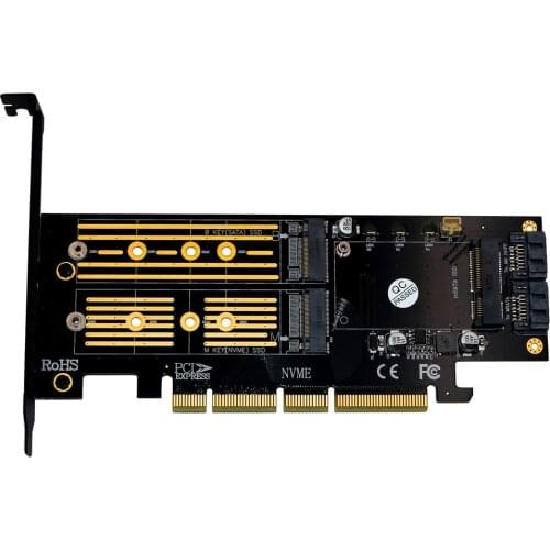 M.2 NVMe SSD NGFF mSATA to PCI-E X4/X8/X16 Raiser M Key B Key mSATA 3in1 PCI Express Riser Card mSATA SSD PCIE M.2 SATA Adapter