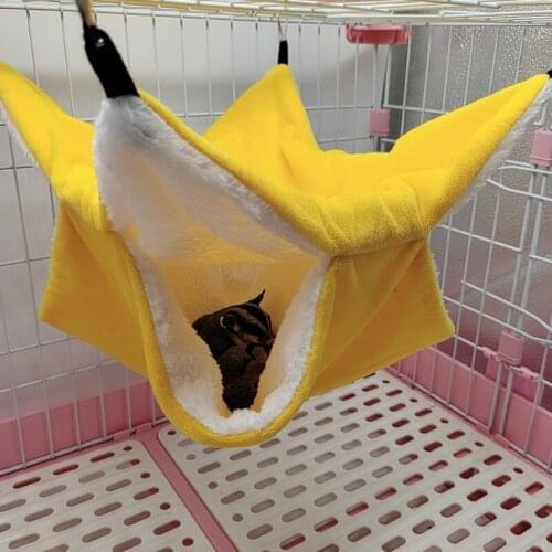 Plush Hamster Hammock Double-layer Thicken Warm Sleeping Bag Nest Hanging Cage House for Squirrel Ferret Rabbit Pet Bed Dropship