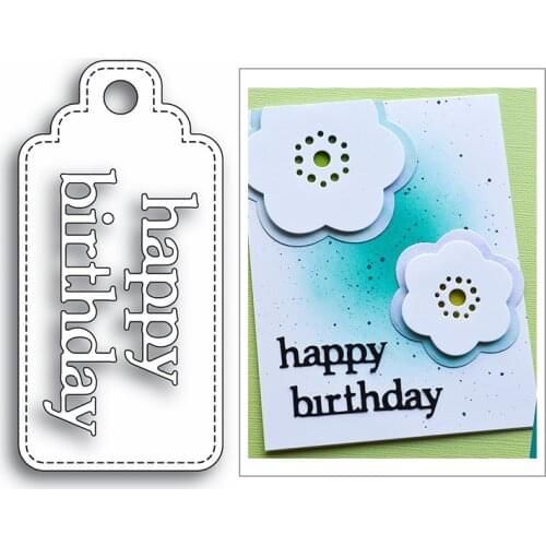 Happy Birthday Tag Label Word 2020 New Metal Cutting Dies for DIY Scrapbooking and Embossing Decorative Card Making No Stamps