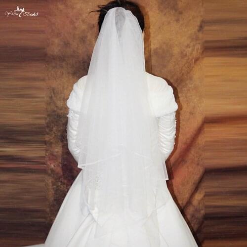 RSV22 Two Layers Edged Bridal Veils With Comb