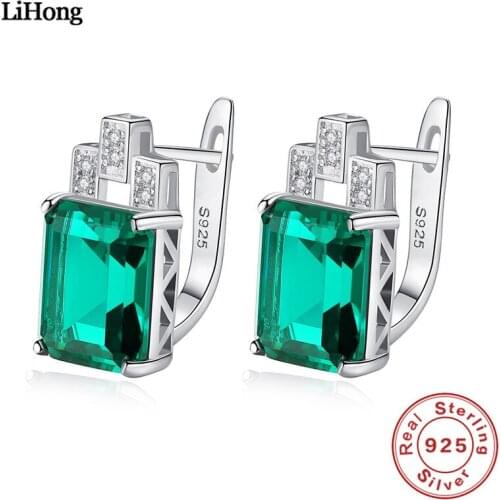 Silver 925 Jewelry 925 Sterling Silver Stud Earrings Emerald Stud Earrings Womans 925 silver earings