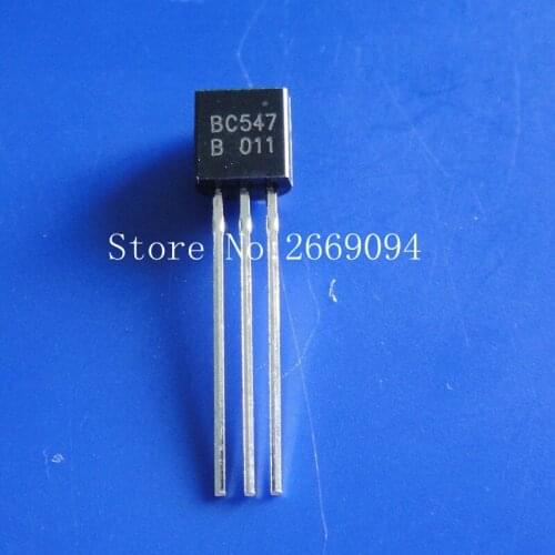 100pcs BC547 BC547B NPN Transistor 45V 0.1A TO-92 Package