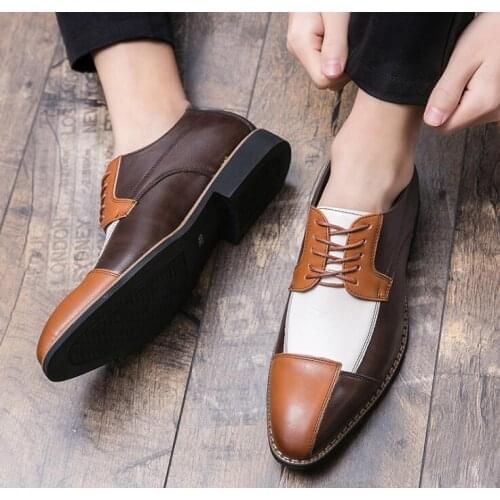 2020 British Trend Men colors Patchwork oxford shoes Male moccasins Wedding prom Homecoming office Shoe Sapato Social Masculino