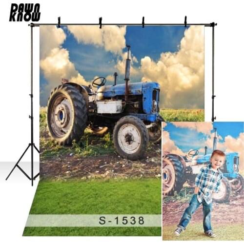 DAWNKNOW Farm Car For Children Vinyl Photography Background Blue Sky Photocall Backdrops For Baby Photo Studio S1538