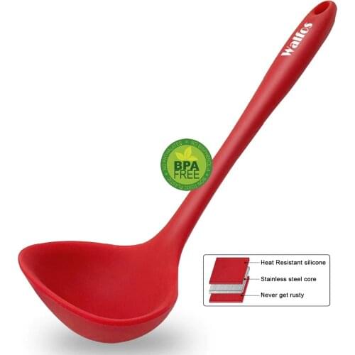 WALFOS Non Stick Resistant Heat FDA Spoon Silicone Cooking Ladle Kitchen Soup Ladle