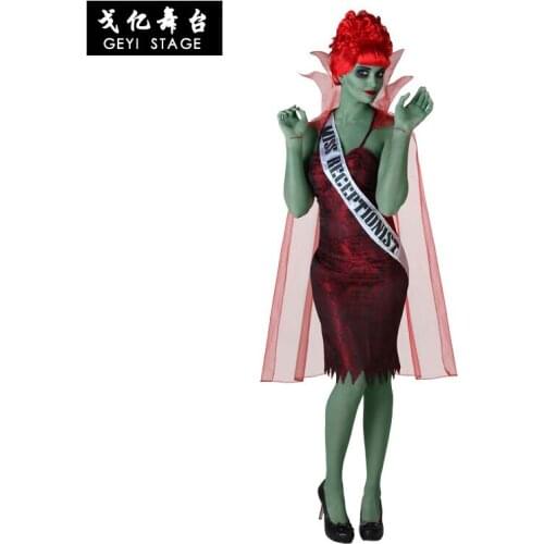 Women Halloween Party Devil Ghost Costumes Scary Monster Demon Devil Hell Front Desk Ladies Dress Adult Stage Easter Cosplay