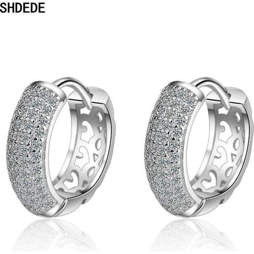 SHDEDE Small Hoop Earings Fashion Jewelry For Women Cubic Zirconia Casual Party Gift Fashion Jewelry Gift Not Allergic X284