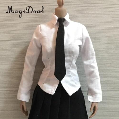 1/6 Cloth White Long Sleeve Shirt Top for 12 Inch Kumik Female Action Figure Dolls Model Clothes Acc