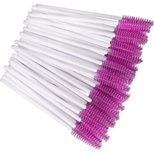 1000 PCS Disposable Eyelash Brushes Mascara Wands Eye Lash Eyebrow Applicator Cosmetic Makeup Brush Tool Kits (White-Purple)