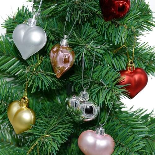 12pcs/set Heart Christmas Pendant Balls Christmas Tree Decoration Party Ornaments Home Wedding Christmas Decorations