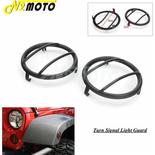 2pcs Black Front Turn Signals Light Cover Trim Guards Protective Shell For Jeep Wrangler JK 2 Door & Unlimited 4 Door 2007-2017