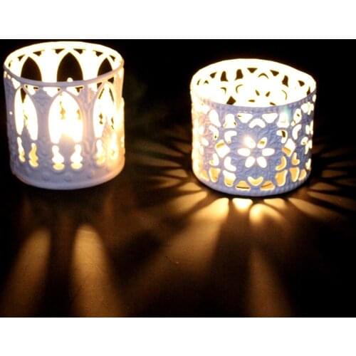 2 pcs Simple Patterned Candle Holder Fashion Creative Table Candle Holders For Bar White Iron European Style