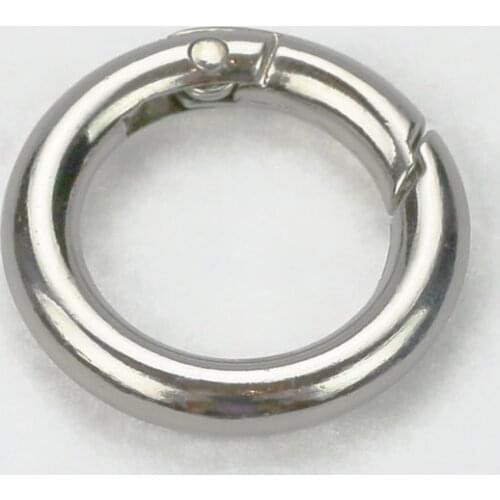50 Nickel Plated Gate Spring O-Ring 3/4 inch Round Push Snap Hooks for Purses and Handbags