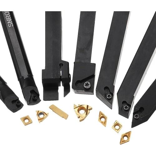 7 Set 12mm Shank 45HRC Lathe Boring Bar Turning Tool Holder Set With Carbide Inserts For Semi-finishing and Finishing Operations