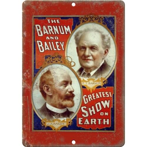 Adkult PT Barnum JA Bailey Circus Poster 12" X 9" Retro Look Metal Sign ZH146