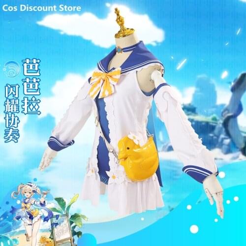 STOCK Barbara Cosplay Cute Swimsuit Anime Genshin Impact Cosplay Costume Game Full Set Of Animation Clothing Women 2021 New