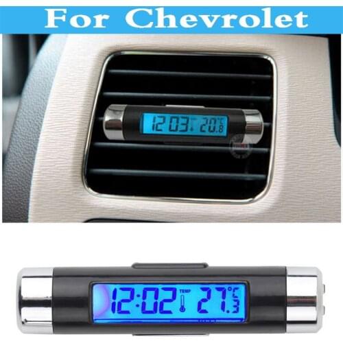 Car Digital Auto Temperature Clock Gauge Voltage Tester For Chevrolet Carlo Mw Niva Sail Sonic Spark Lanos Malibu Metro Monte