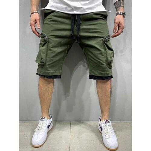 Summer New Mens Zipper Pocket Shorts Breathe Casual 5 Points Cargo Pants Male Hip Hop Fashion Casual Short Pants Track Pants