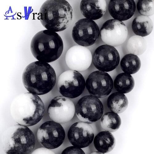 Natural Stone 6 8 10mm Black White Zebra Jaspers Beads Round Loose Spacer Beads For Jewelry Making DIY Bracelet Necklace Charms