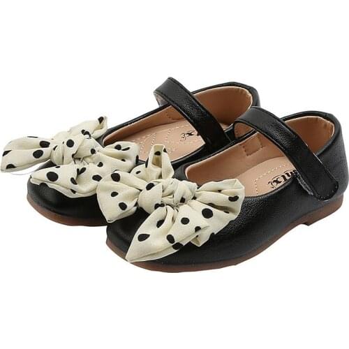 COZULMA 2020 Children Autumn Polka Dots Butterfly-Knot Casual Shoes Kids Girls Princess Soft Sole Flat Shoes Size 21-30