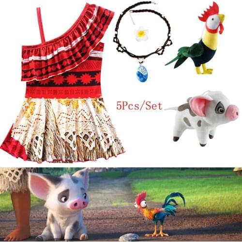 New Baby Girls Dress Cartoon Moana costume Bathing kid beach wear children Princess Beach Party Cosplay Costume Vaiana swimsuit