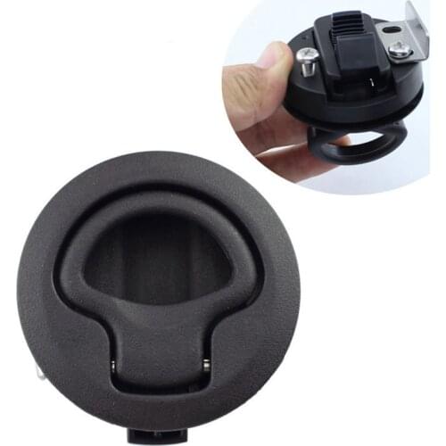 2 Inches Black Round Deck Lock Marine Deck Door Floor Lift Ring Non-Locking Lock Handle Flush Pull Slam Latch