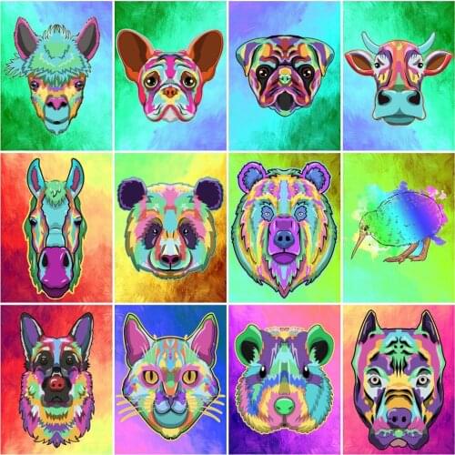 HUACAN Picture By Number Dog Animal Kits For Adults Handpainted DIY Paint By Number Colorful Panda On Canvas Home Decoration