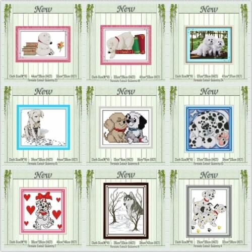 Dalmatians Husky Lovely dog painting counted print on the canvas DMC 11CT 14CT kits DIY Cross Stitch embroidery needlework Sets