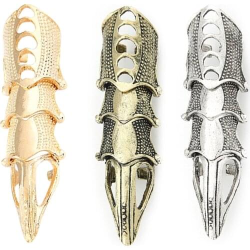 Cool Punk knight Skull Finger Rings Knuckle Armour For Women Men Gothic Golden Alloy Adjustable Cosplay DIY Rings Party Jewelry