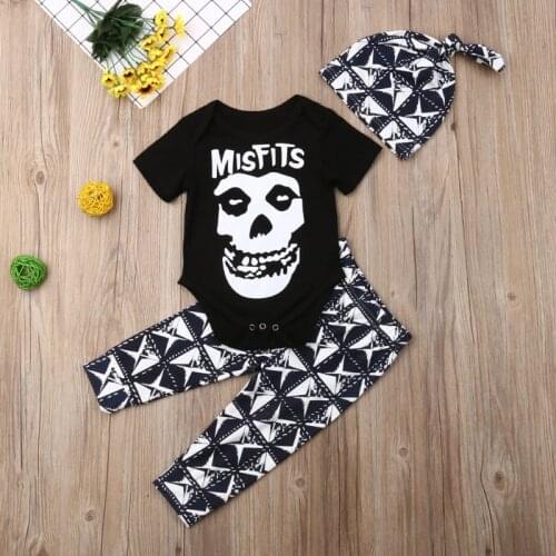 Baby Girls Boys Clothes Set 3PCS Toddler Baby Girls Letter Print Top Pants Cap Headband Fashion Outfits Set