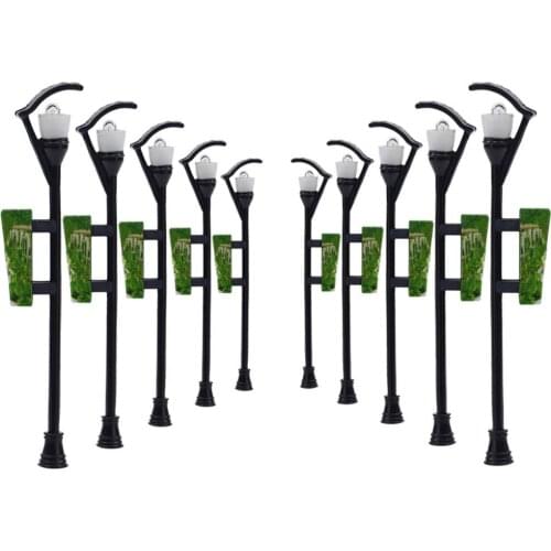 LNH28 10pcs Model Railway Lamppost lamps Street Lights HO OO TT Scale NEW Advertising Lamps 6V