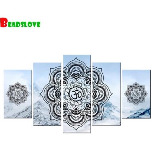 OM Buddha Mandala 5pcs Diamond painting Multi Pane Diamond patterns,full round/square embroidery 5D DIY Diamant B18