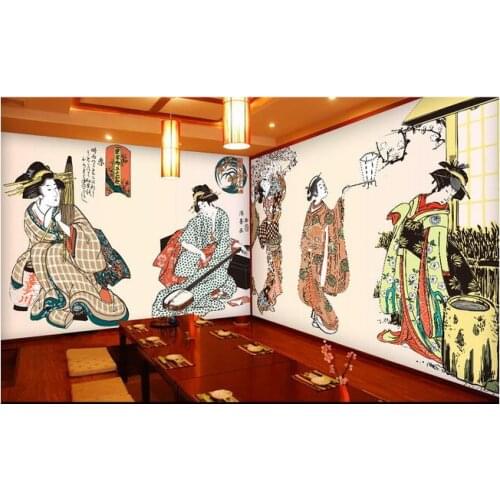 3d wallpaper custom mural non-woven wall sticker The ancient Japanese ladies retro background paintings 3d wall murals wallpaper