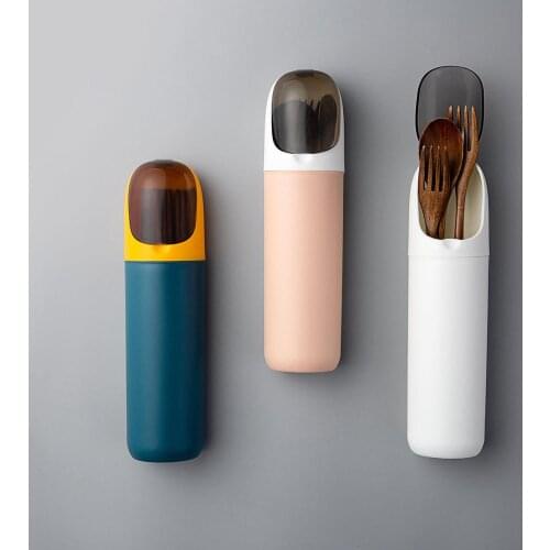Wall Mounted Chopsticks Storage Racks Household Kitchen Plastic Dustproof Spoons Chopsticks Fork Storage Box