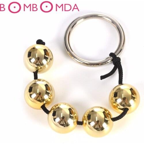 Non-toxic 5-Ball Anal Beads Anal Sex Toys Gold Pearl Butt Plug Prostate Massager Erotric Toys ls Adult Sex Products Gay Sex Toys